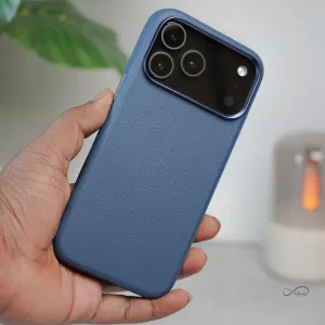 Protective Detail Grip Texture iPhone 17 Pro Max Back Cover Case | PU Leather Mag-X - Blue