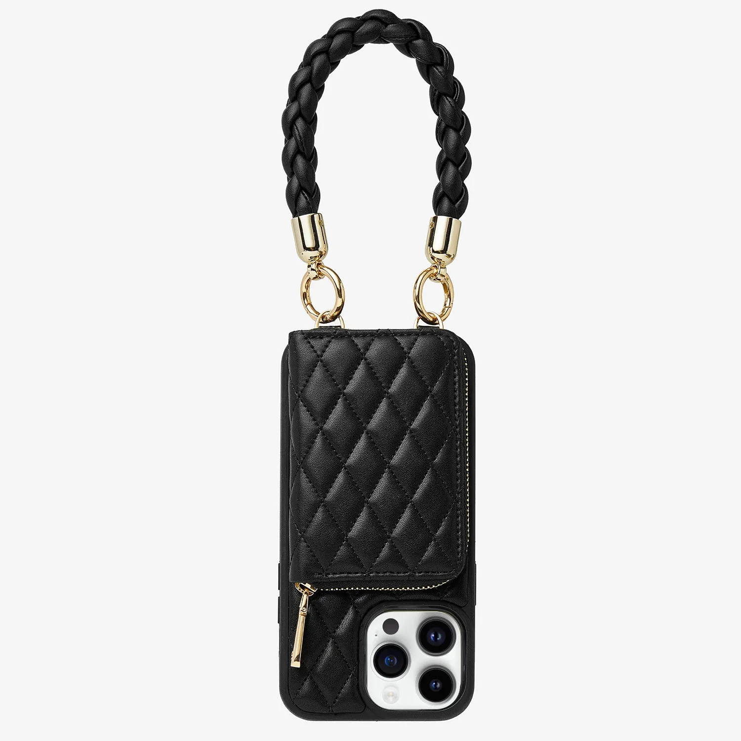 Premium Finish Light Edge BraidTrend- Rope Style Strap Phone Case in Black