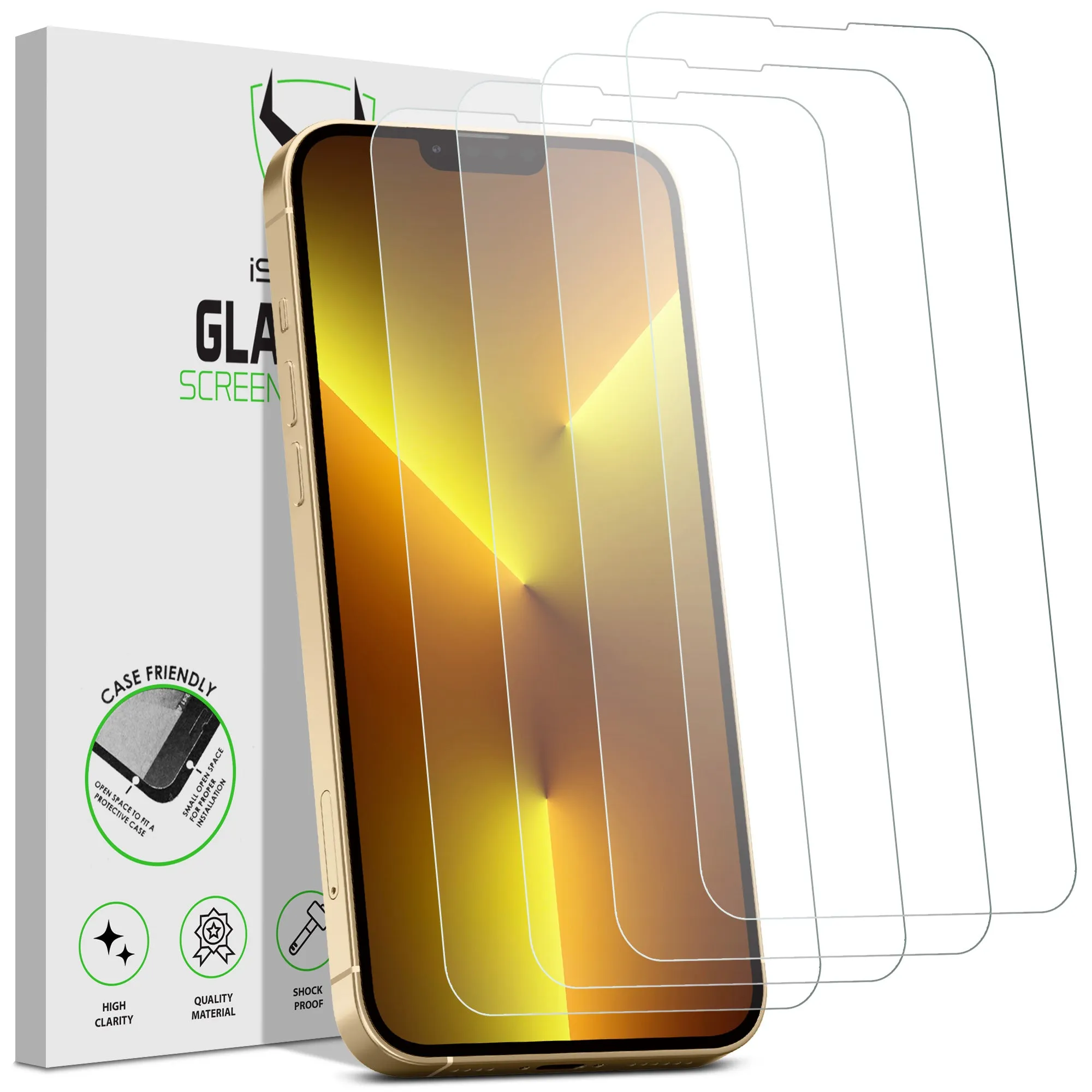 4X iPhone 14 Plus / iPhone 13 Pro Max Screen Protector Tempered Glass HD Film Tech Protection