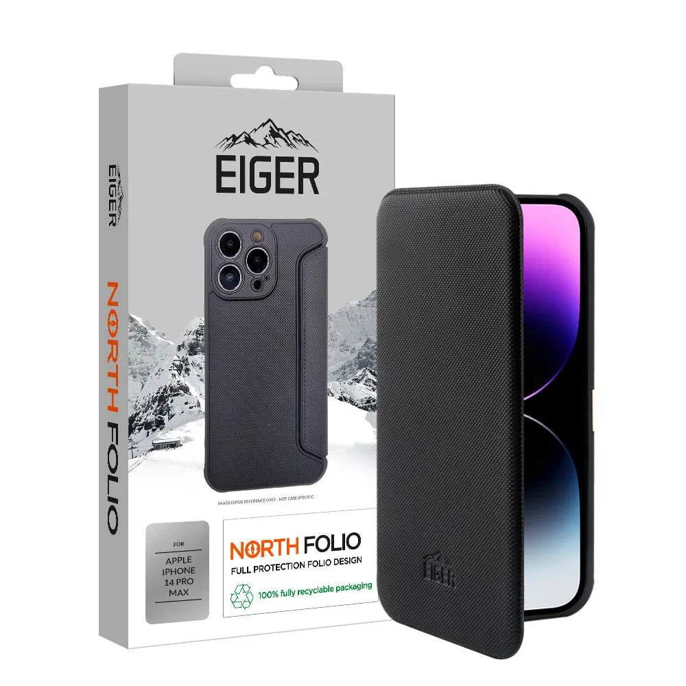 Eiger North Folio Case For Apple iPhone 14 Pro Max in Black Compact Texture