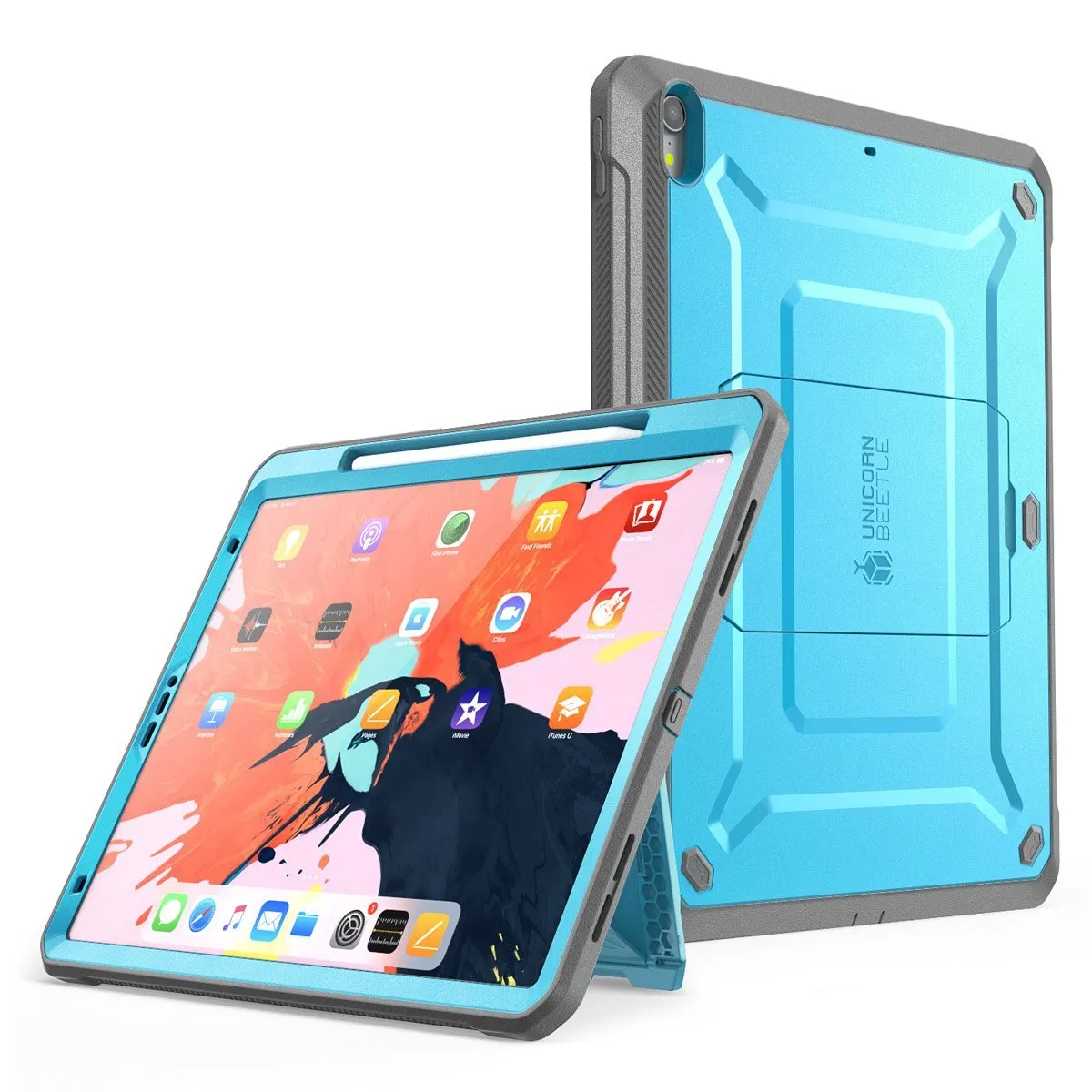 iPad Pro 12.9 inch (2018) Unicorn Beetle Pro Full Body Case (Apple Pencil compatible)-Blue Travel Gear daily carry tablet case