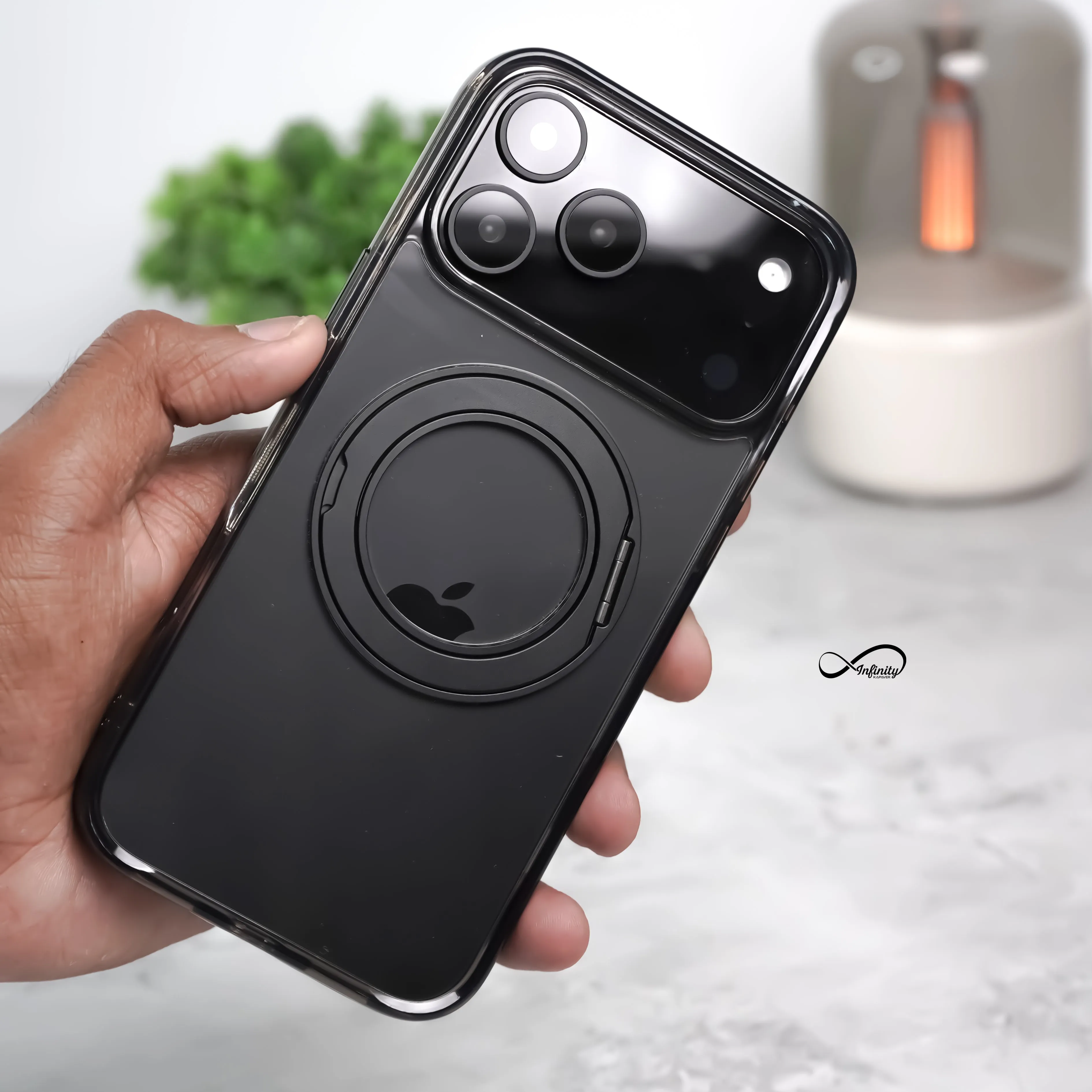 Comfort Accessory iPhone 17 Pro Max Back Cover Case | 360 Kickstand Mag-X - Clear Black