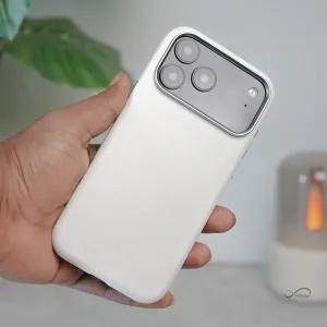 Protective Edge Transparent Look iPhone 17 Pro Max Back Cover Case | PU Leather Mag-X - White