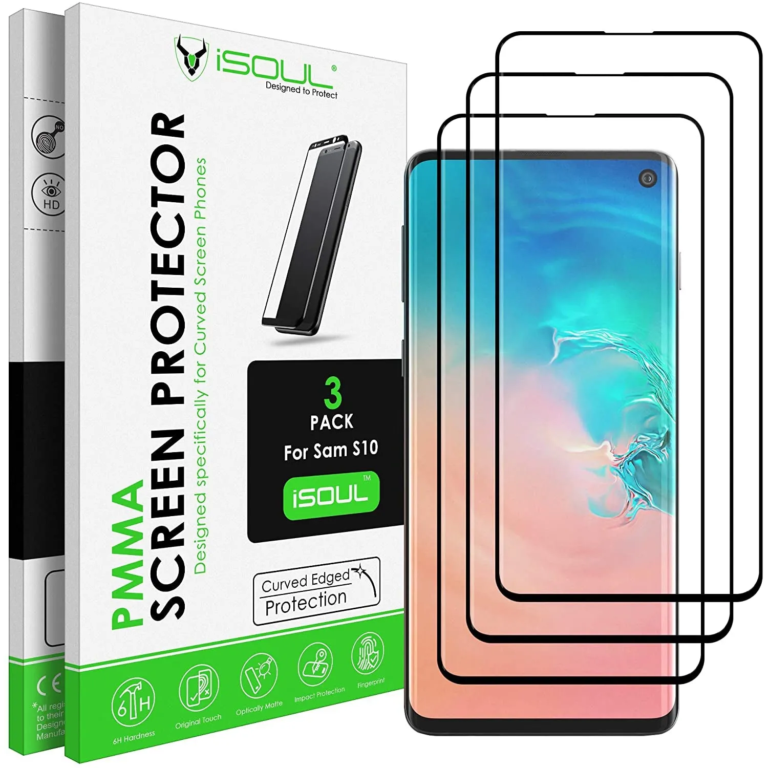 ISOUL 3 Pack Flexible Screen Protector for Samsung Galaxy S10 6.1" Wear resistant