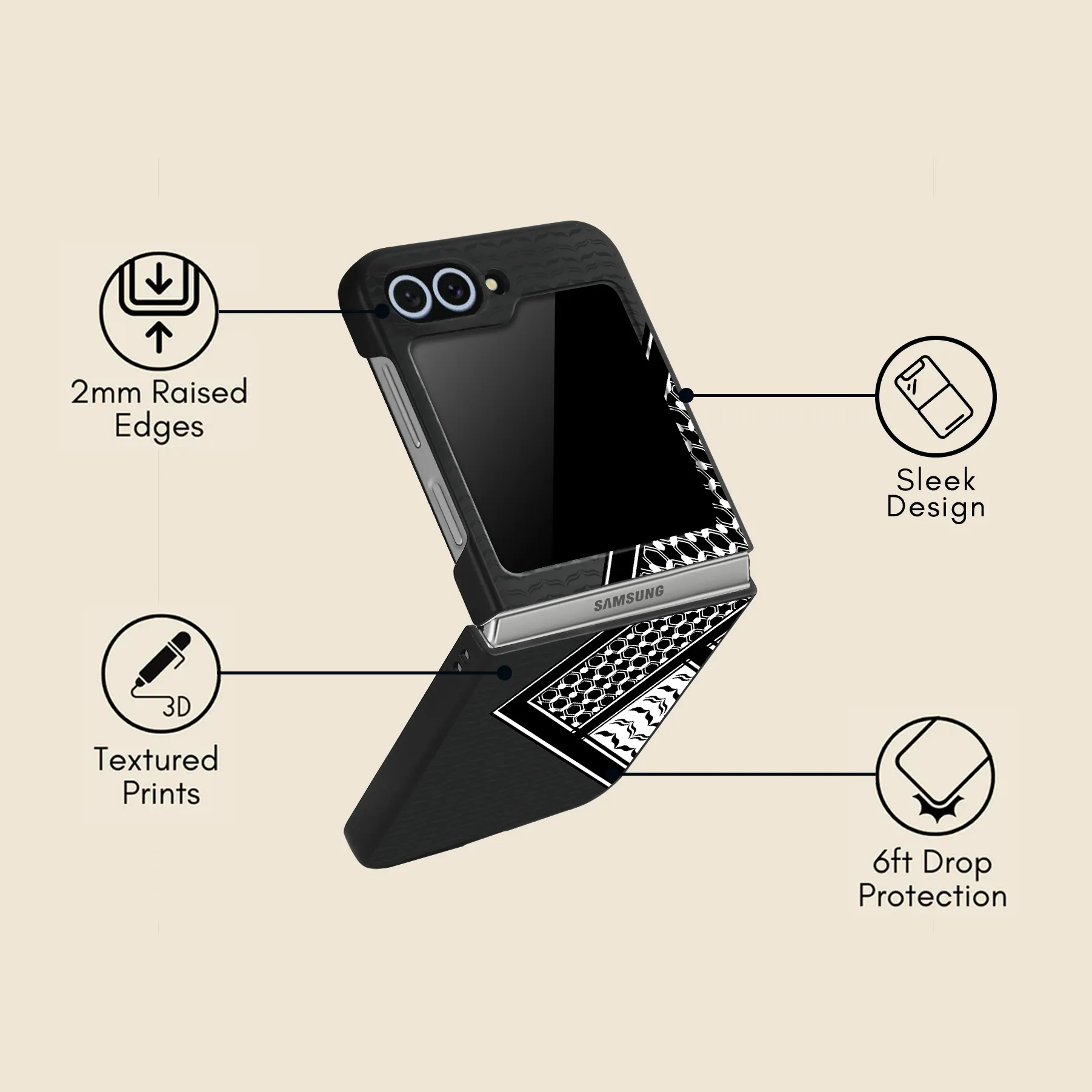 Keffiyeh Samsung Z Flip Case clean design