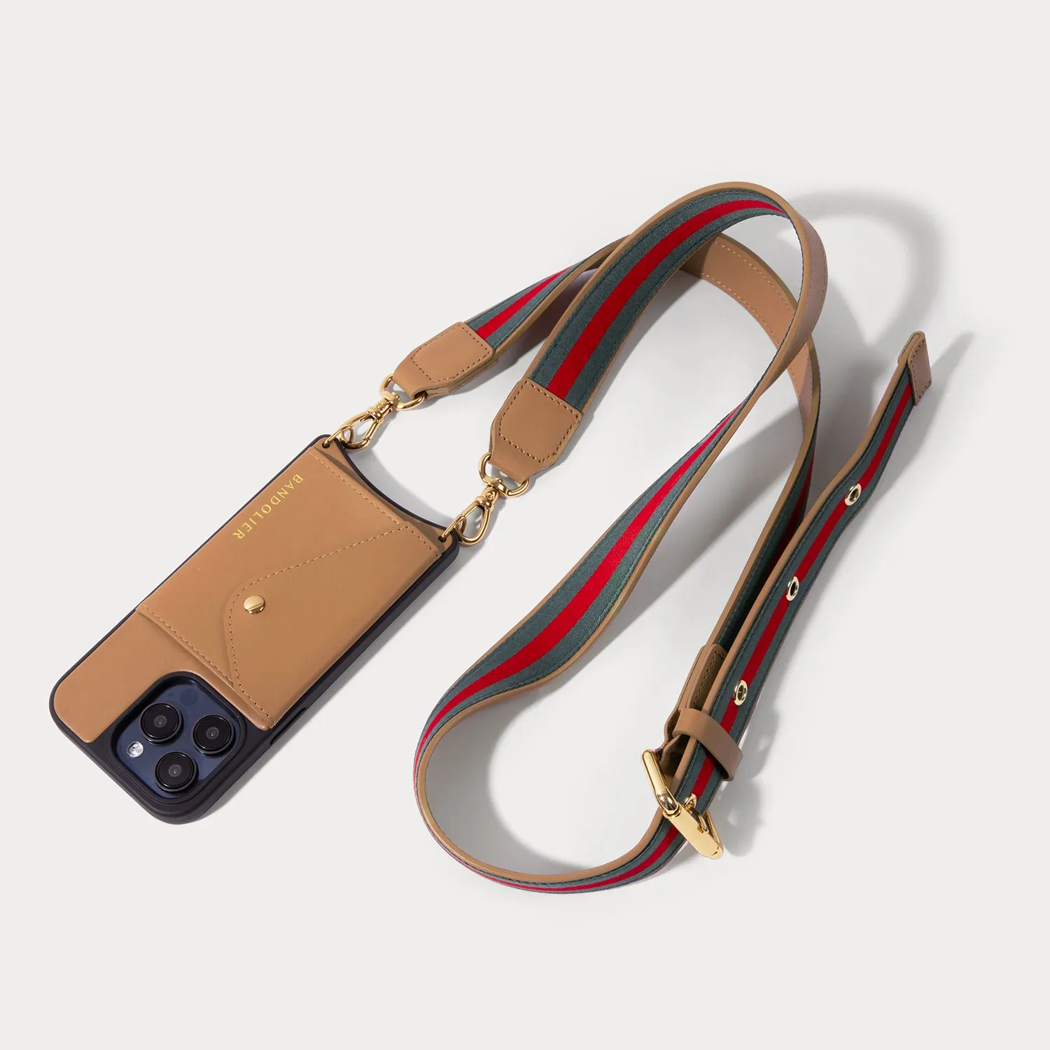 Kimberly Adjustable Crossbody Bandolier - Tan/Gold High Quality