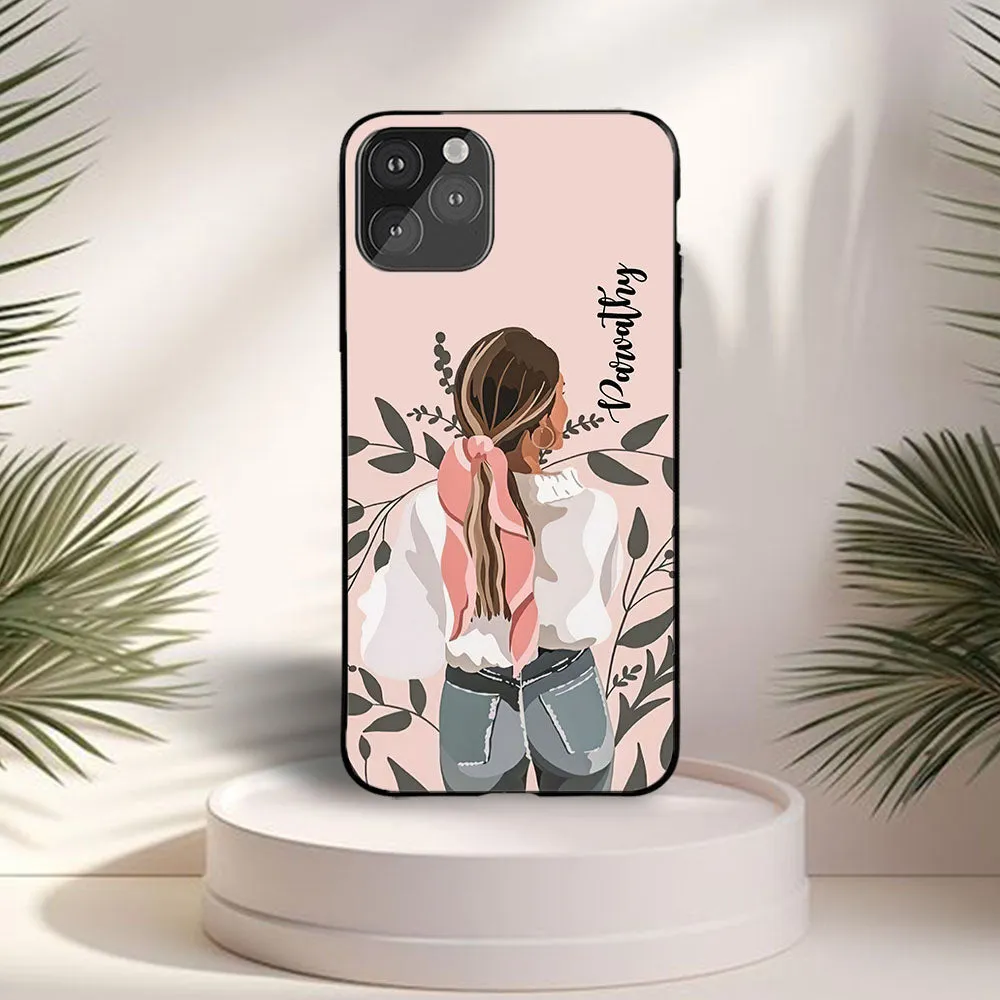 Leaf Girl Art Name Case Luxury Surface Layer