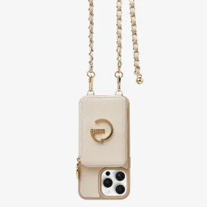 LuxeCharm- Lychee Phone Case with Adjustable Crossbody Chain Strap for iPhone Series Daily Style Colorful Design