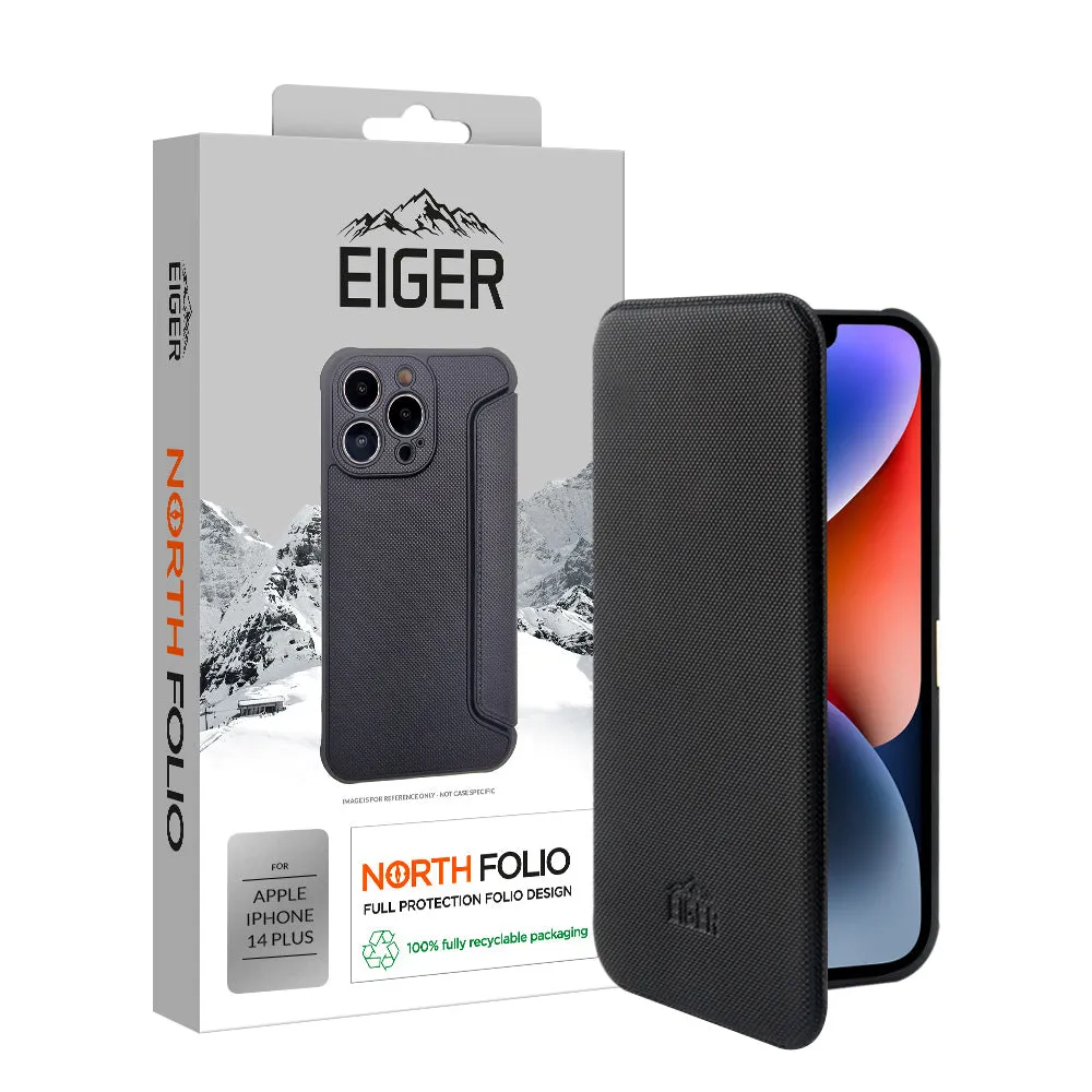 Portable Shield Eiger North Folio Case For Apple iPhone 14 Plus in Black