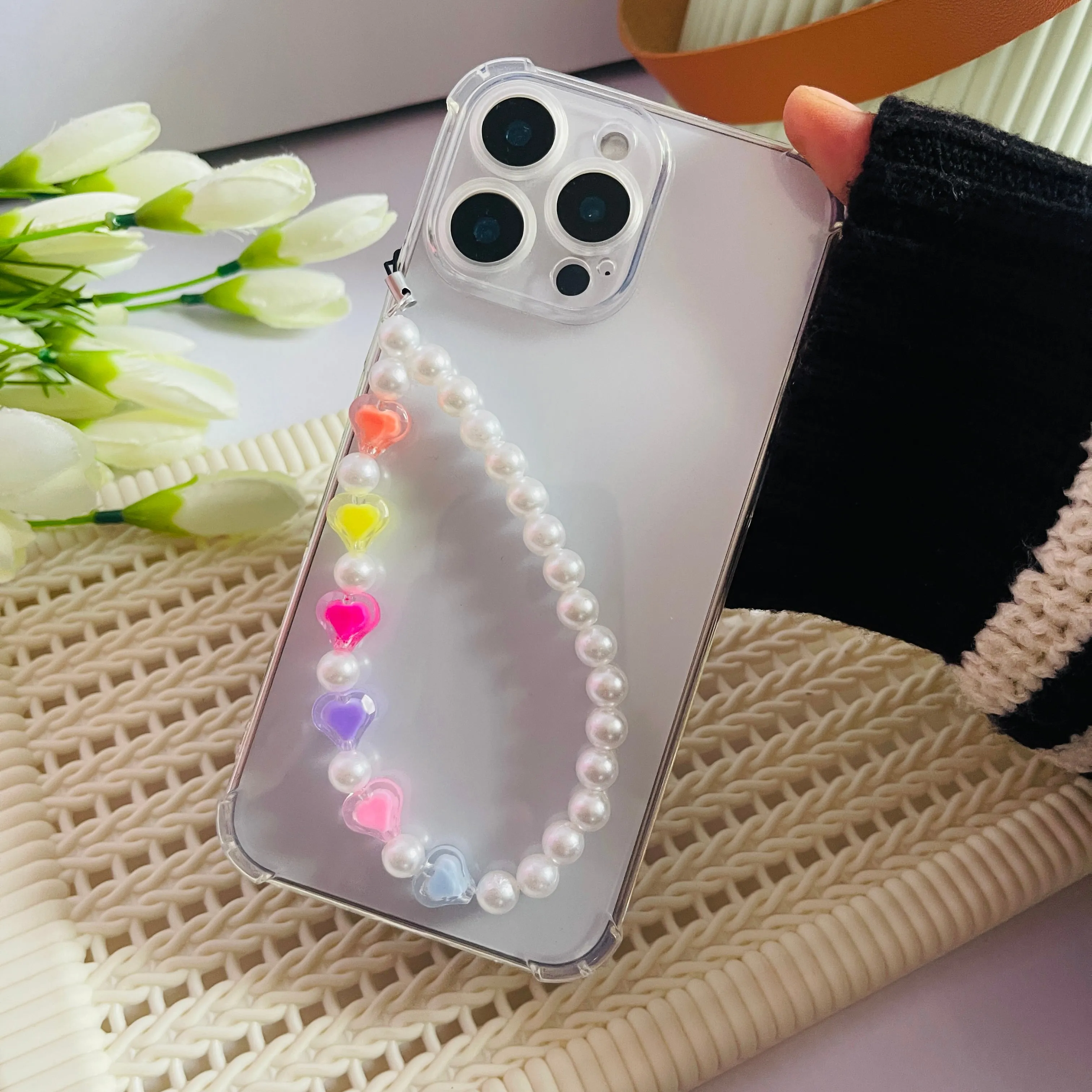 Soft Edge Texture Matte Surface Design colorful heart Charms For Phone Case