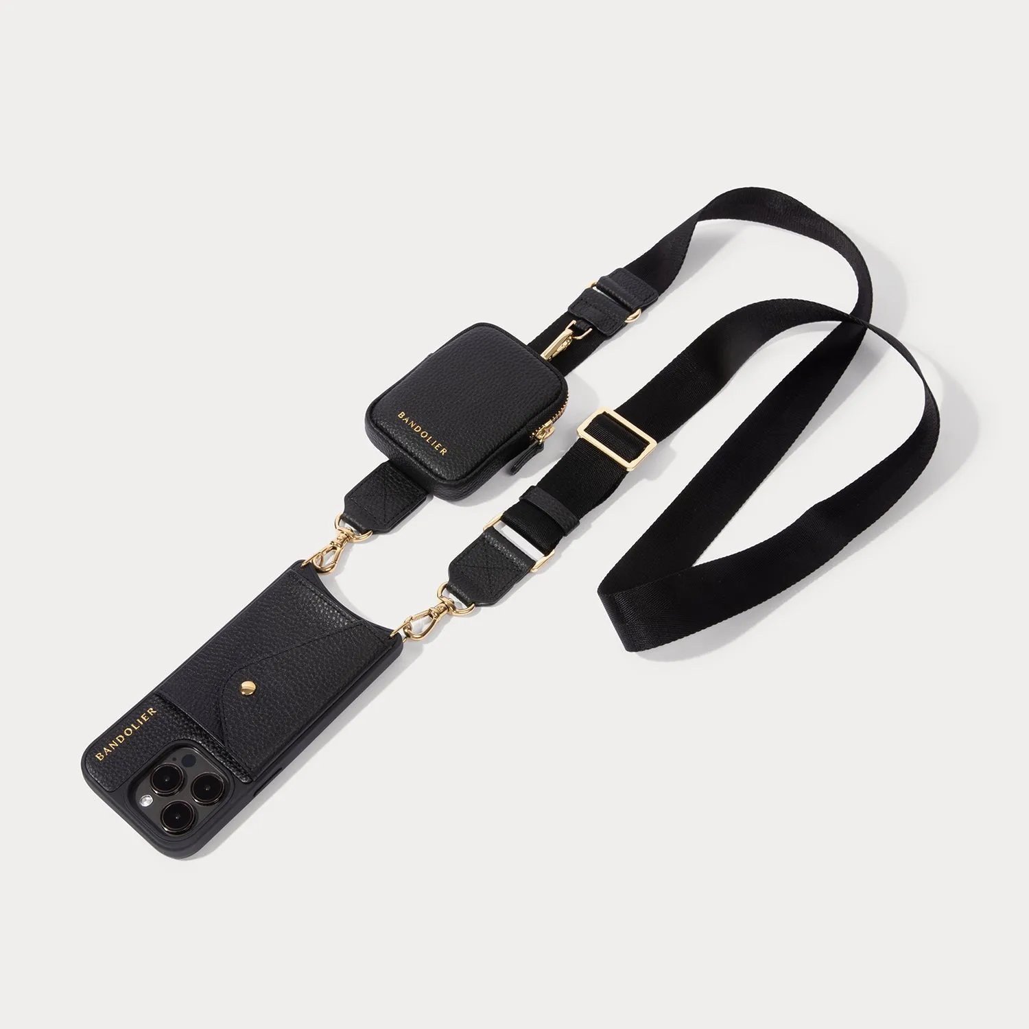 Bodie Crossbody with Mini Zip Pouch- Black/Gold Protective Fit Protective Form
