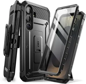 Luxury Form UB PRO Series Galaxy S25 FE Phone Case with Stand & Belt-Clip - Black Soft Surface Grip Flexible Rubber Protector