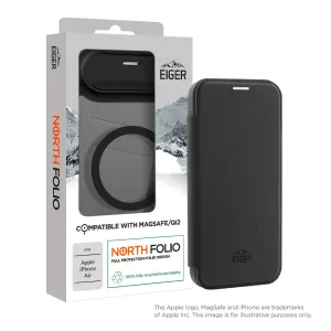 Enhanced Durability Soft Edge Look Eiger North Folio Magsafe Case for Apple iPhone Air in Black