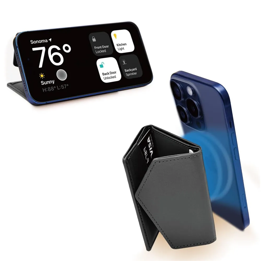MagSafe Wallet, PU Leather Magnetic Phone Stand, 4 Card & Cash Holder RFID & Mag-Safe Magnet Slim Profile Urban Wallet
