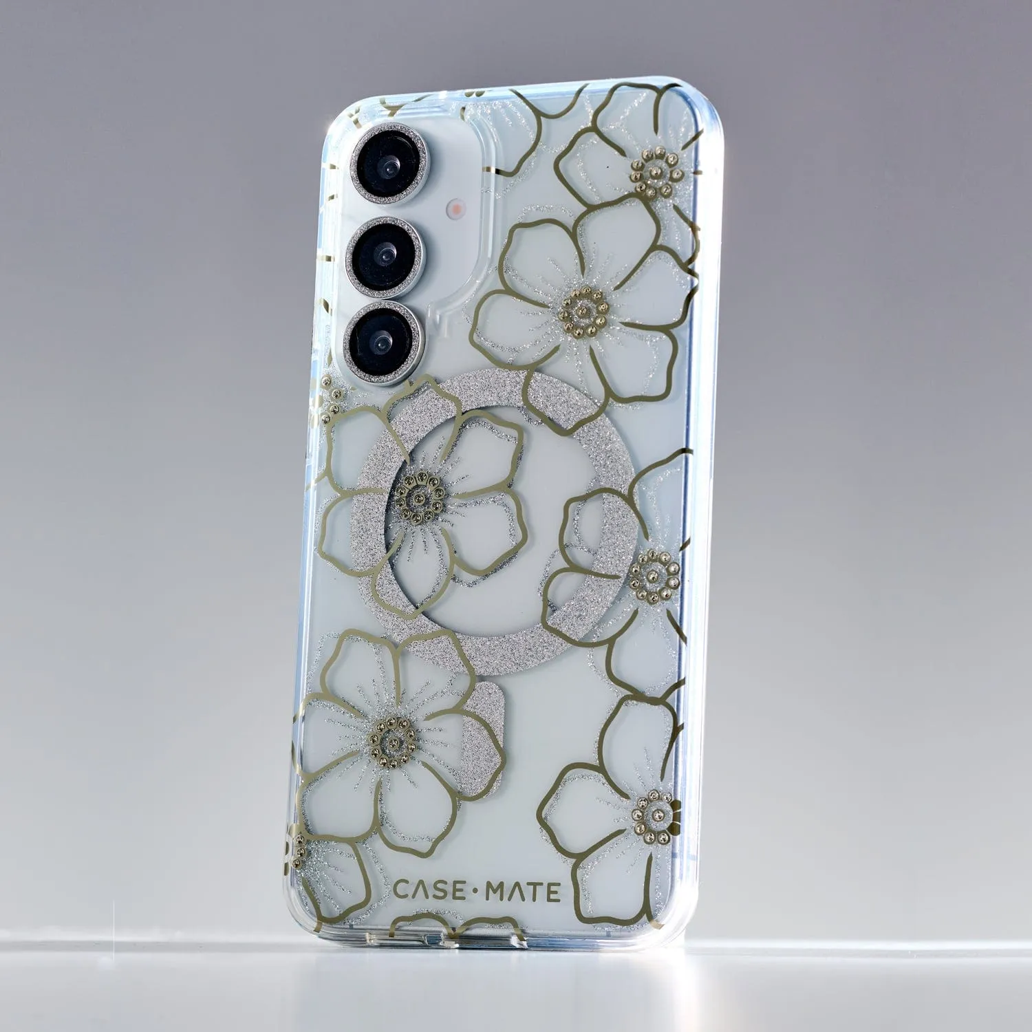 Floral Gems Samsung Galaxy S25 Case Shock Surface
