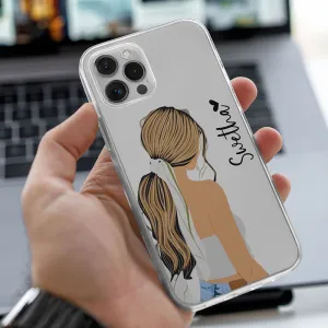 Transparent Silicone case with Scarf girl Sleek Guard Anti Shock Layer