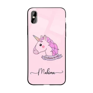 Glossy Protective Case With Pink Unicorn Name Stylish Detail Layer
