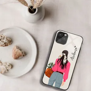 Glossy Protective Case With Pink Scarf Girl Name Full Coverage Stylish Detail