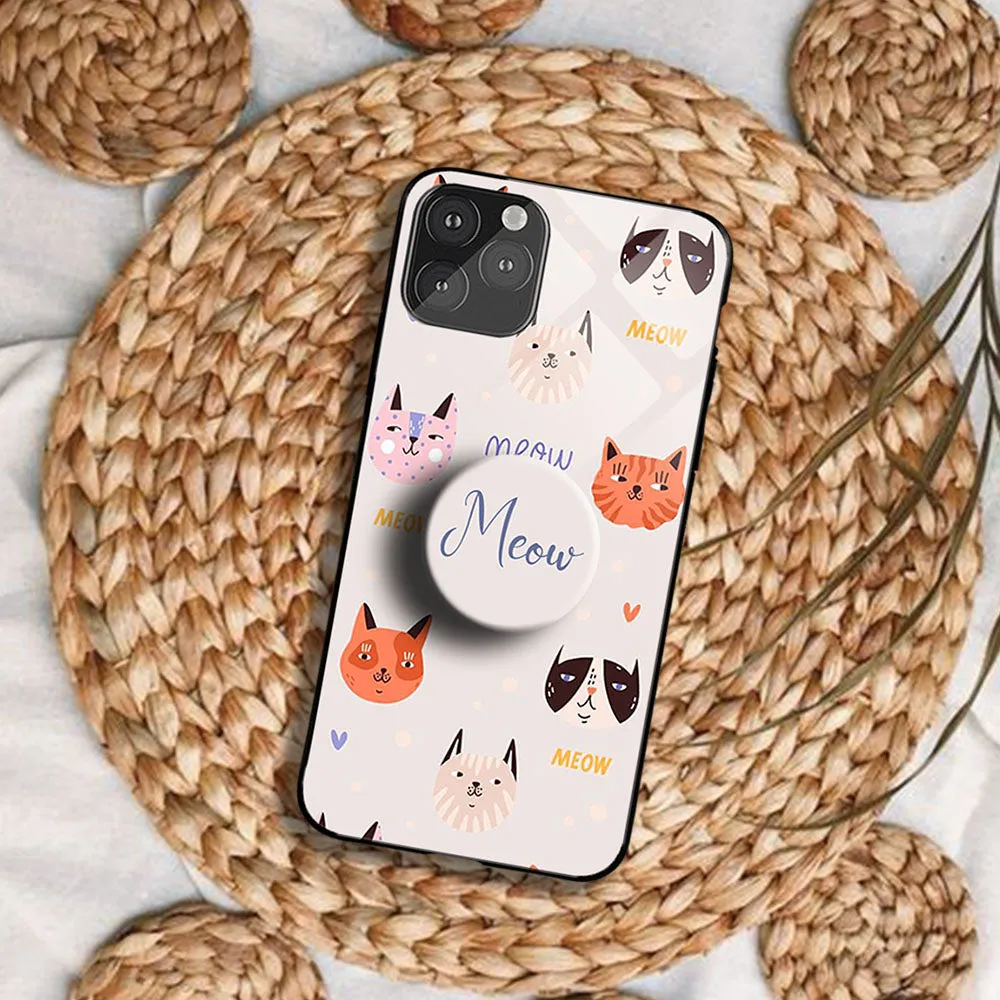 Meow Printed Glossy Protective case Easy Access Premium Edge Design