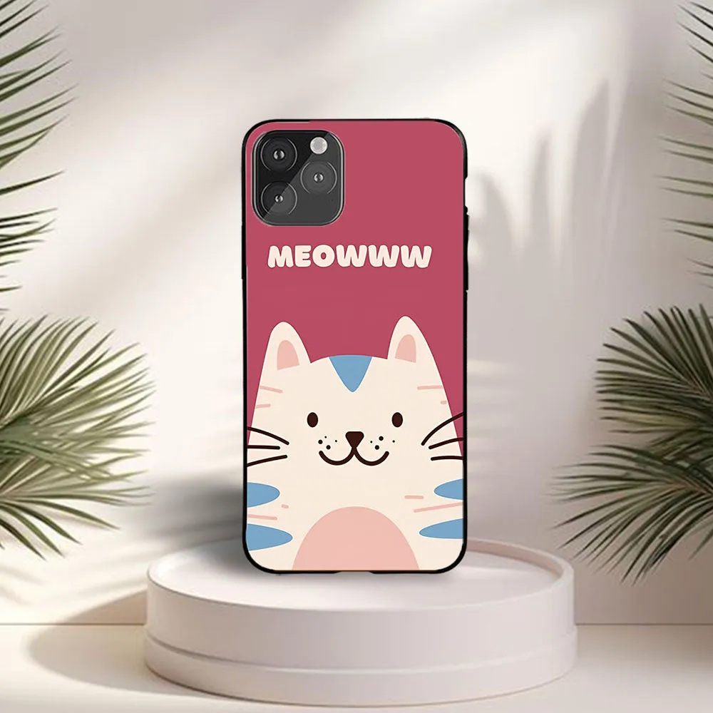 Meow Printed Protective Case Polished Texture
