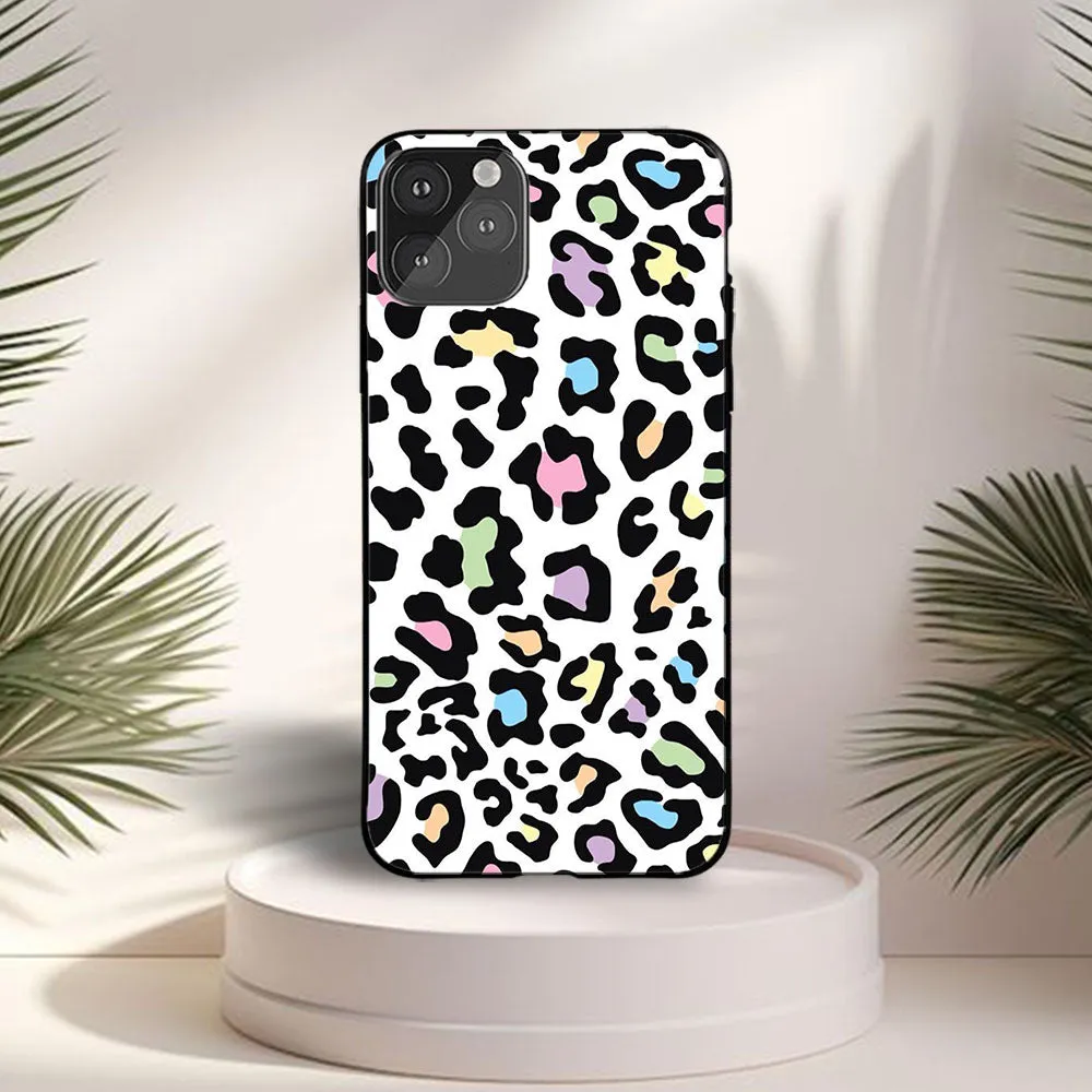 Aesthetic White Leopard Case Stylish Grip Texture Desk Companion