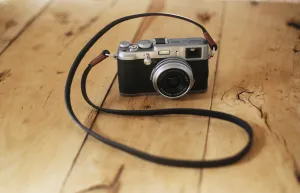 Coffee handmade black leather camera neck shoulder strap | Windmup.com Reinforced Loop Gear Walking Use