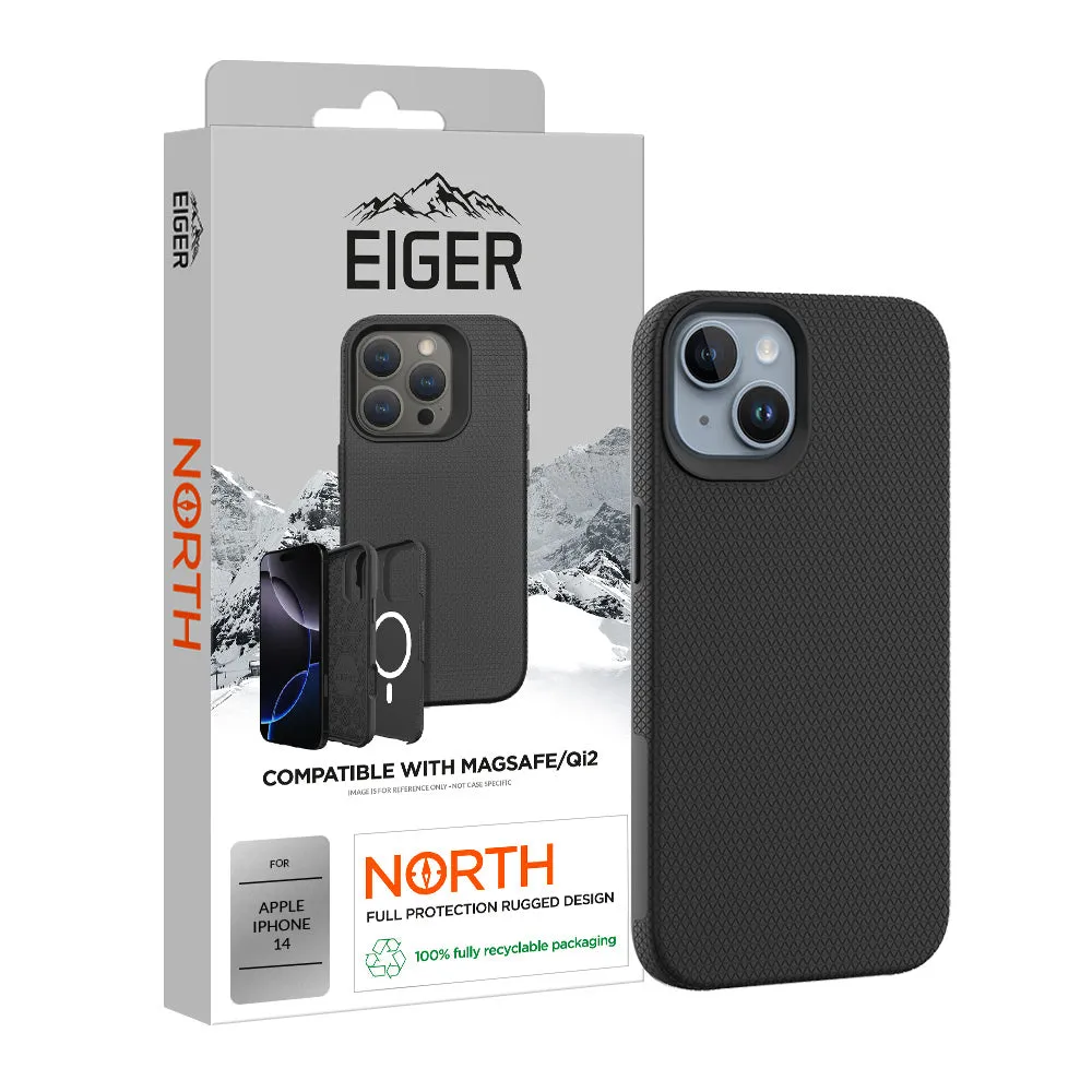 Eiger North Case Magsafe for Apple iPhone 14 in Black Elegant Texture Protective Build Texture