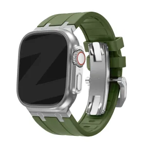 Comfort Everyday Wear Bandz Apple Watch Silicone Strap 'Luxe Liquid' (Green With Silver)