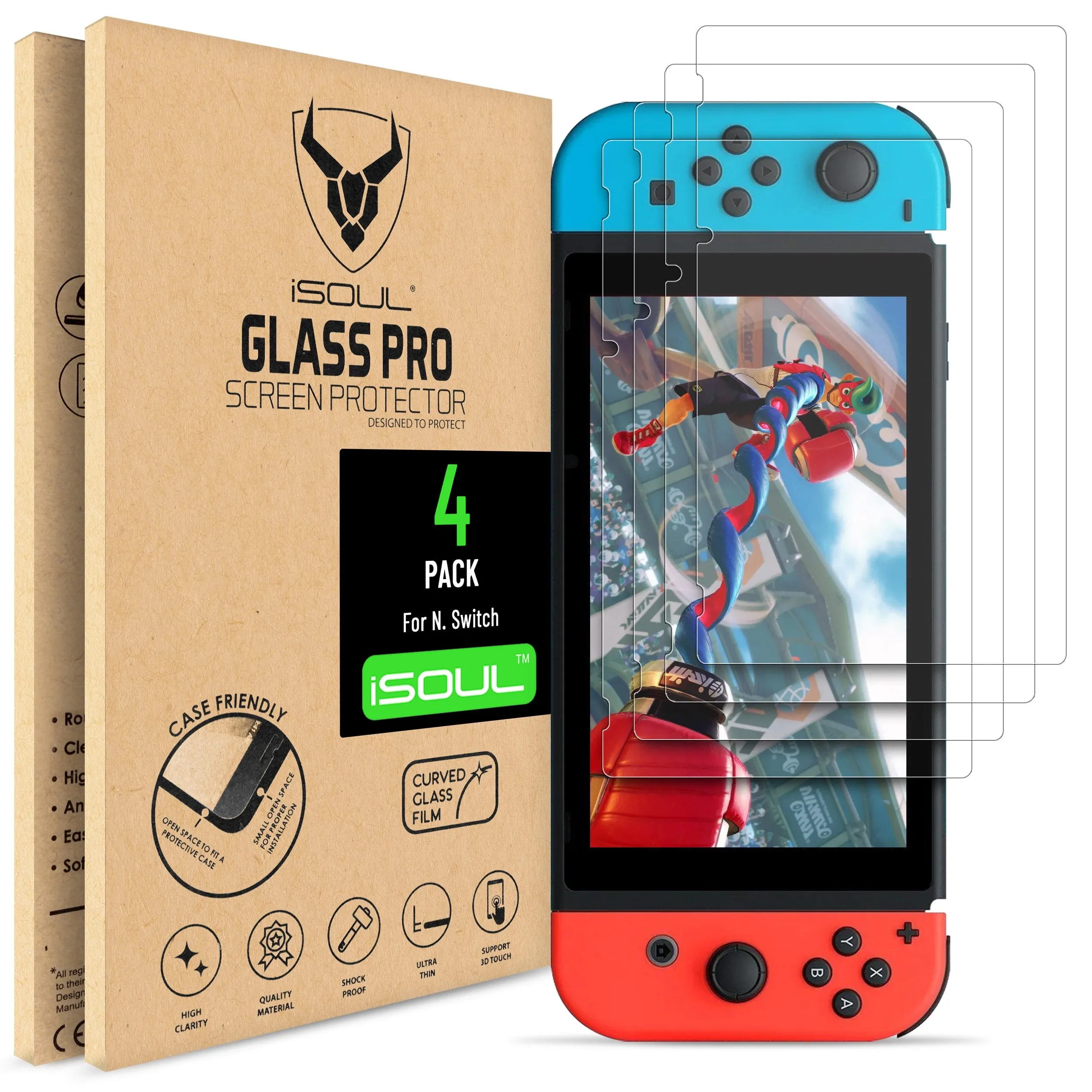 Screen Guard Ultra Elite Plus Nintendo Switch Screen Protector [Pack Of 4] Tempered Glass Film