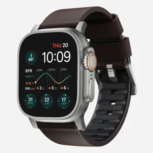 Stylish Functional Wear Nomad Active Pro Apple Watch Hybrid Strap (Brown/Silver)