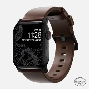 Nomad Modern Apple Watch Leather Strap (Brown/Black) Minimal Sporty Look