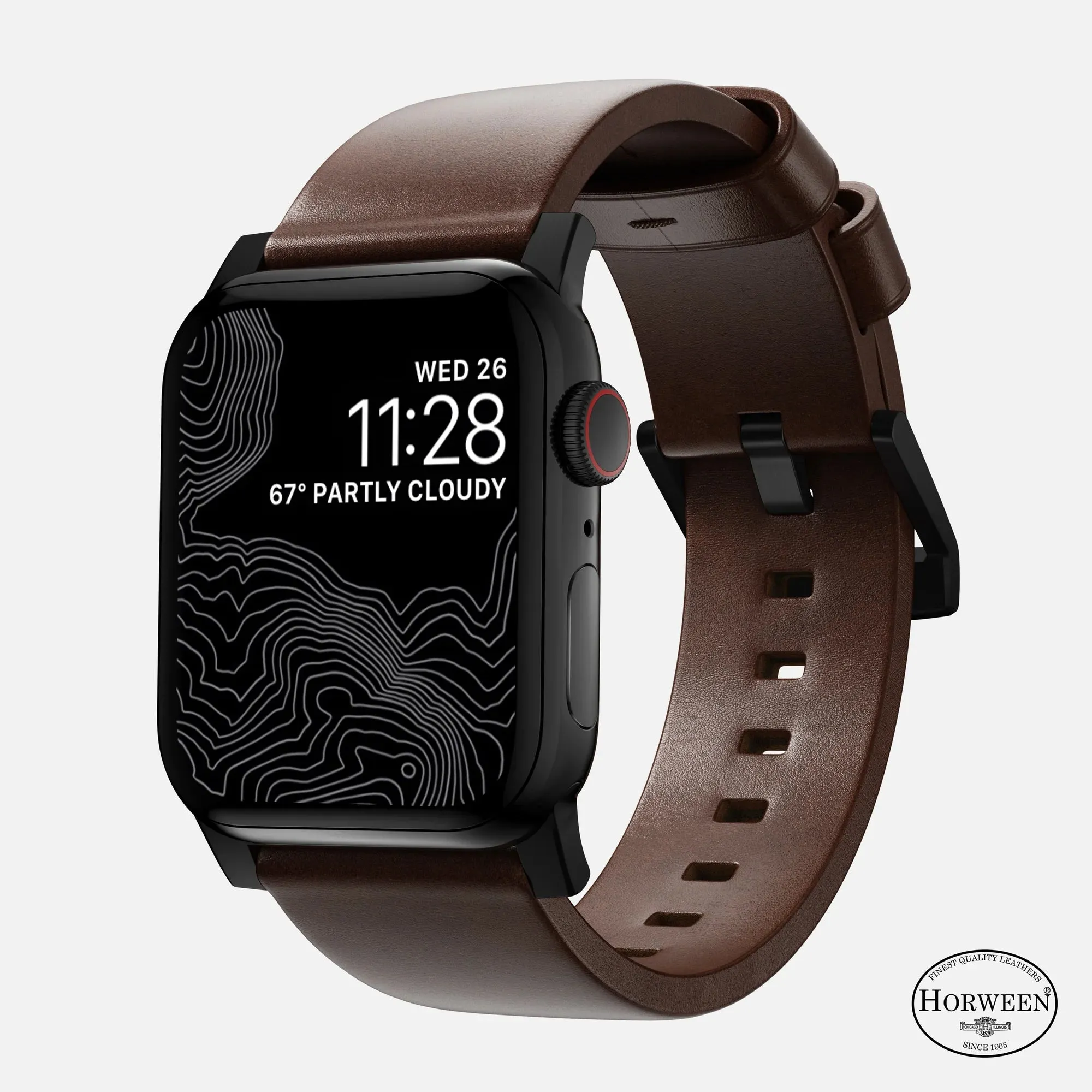 Nomad Modern Apple Watch Leather Strap (Brown/Black) Minimal Sporty Look