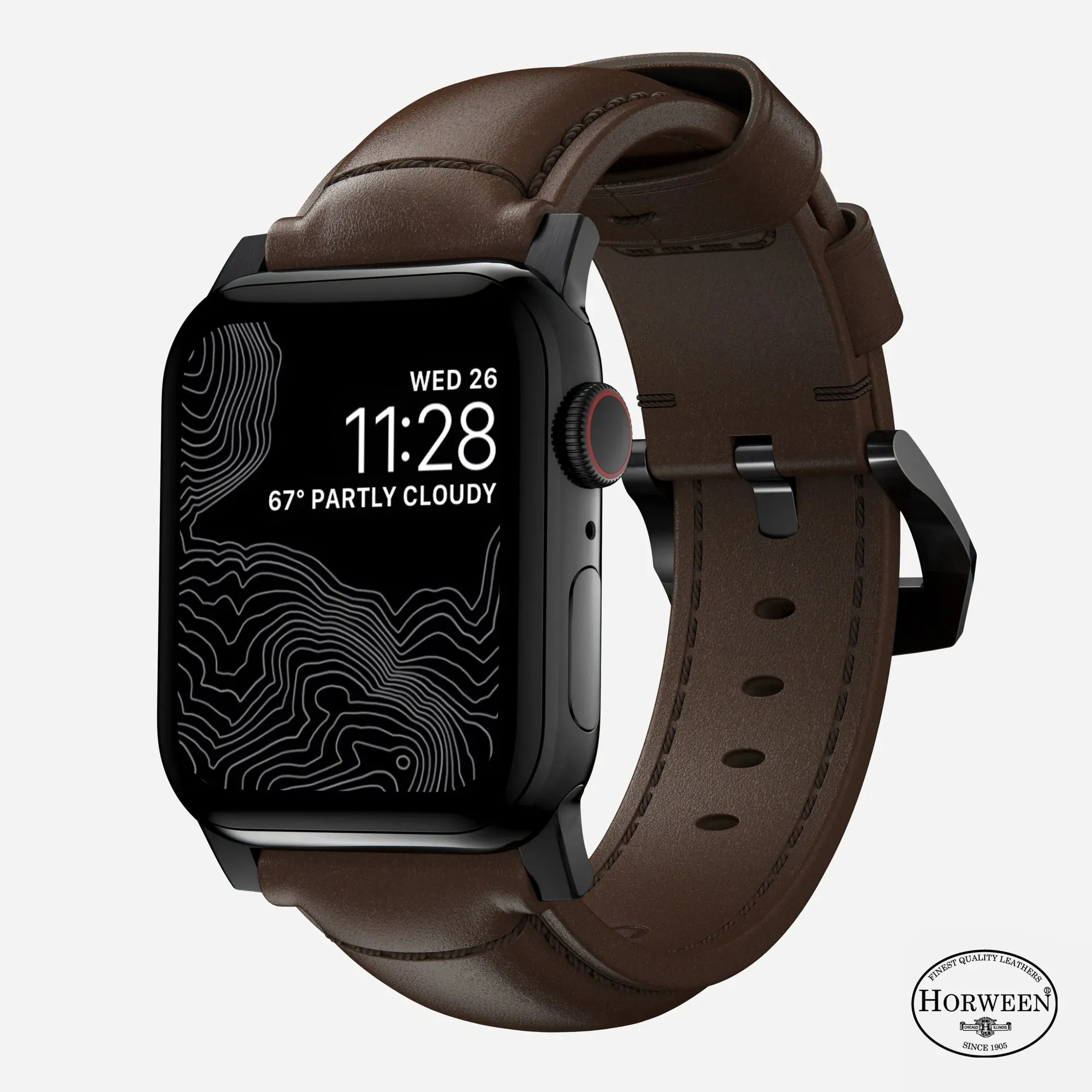 Nomad Traditional Apple Watch Leather Strap (Brown/Black) Easy Fit comfort feature