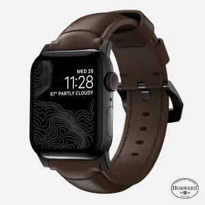 Nomad Traditional Apple Watch Leather Strap (Brown/Black) Easy Fit comfort feature