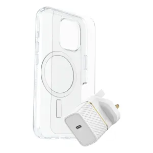 OtterBox Symmetry Clear MagSafe Cover   Premium Glass   Fast Charge Wall Charger 30W for iPhone 16 Shockproof Frame