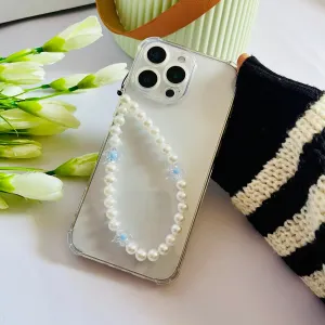 Pale Blue Flower Charms For Phone Case Casual Texture Protective Frame