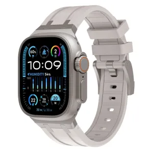 Luxury Fashion Fit Apple Watch Premium Liquid Silicone Strap (Starlight with Titanium)