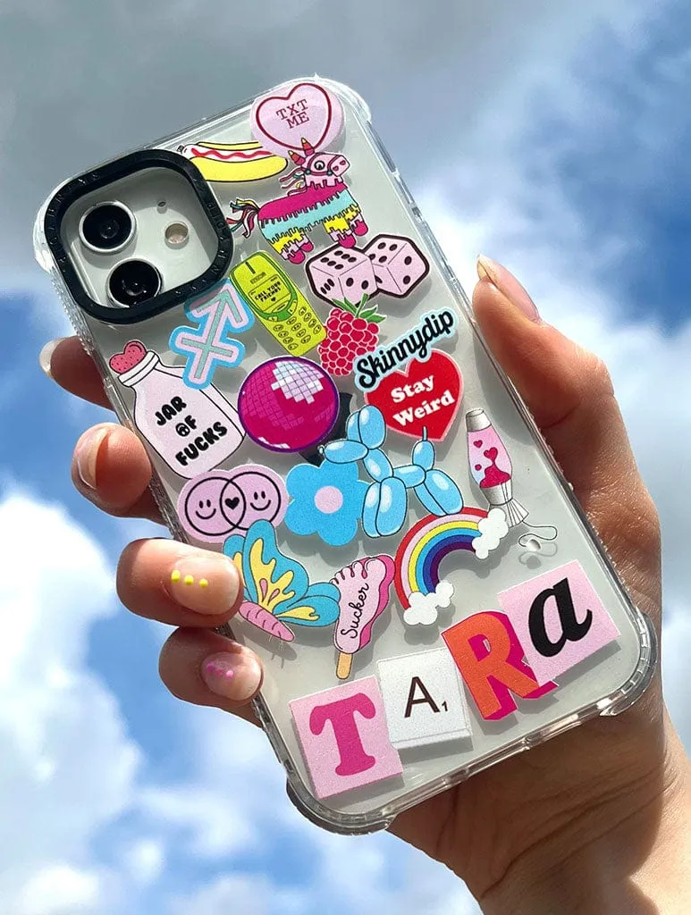 Personalised Clear Shock iPhone Case With Black Camera Hole Textured Surface