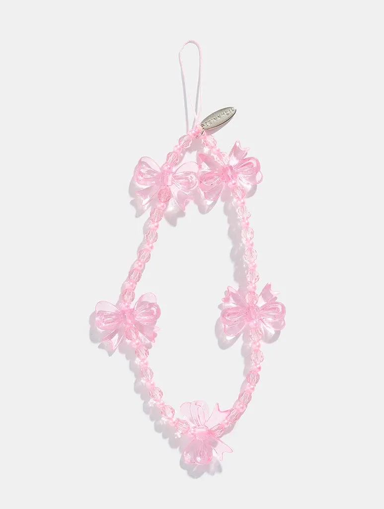 Pink Bow Beaded Strap Clip Buckle
