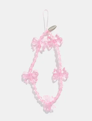 Pink Bow Beaded Strap Clip Buckle