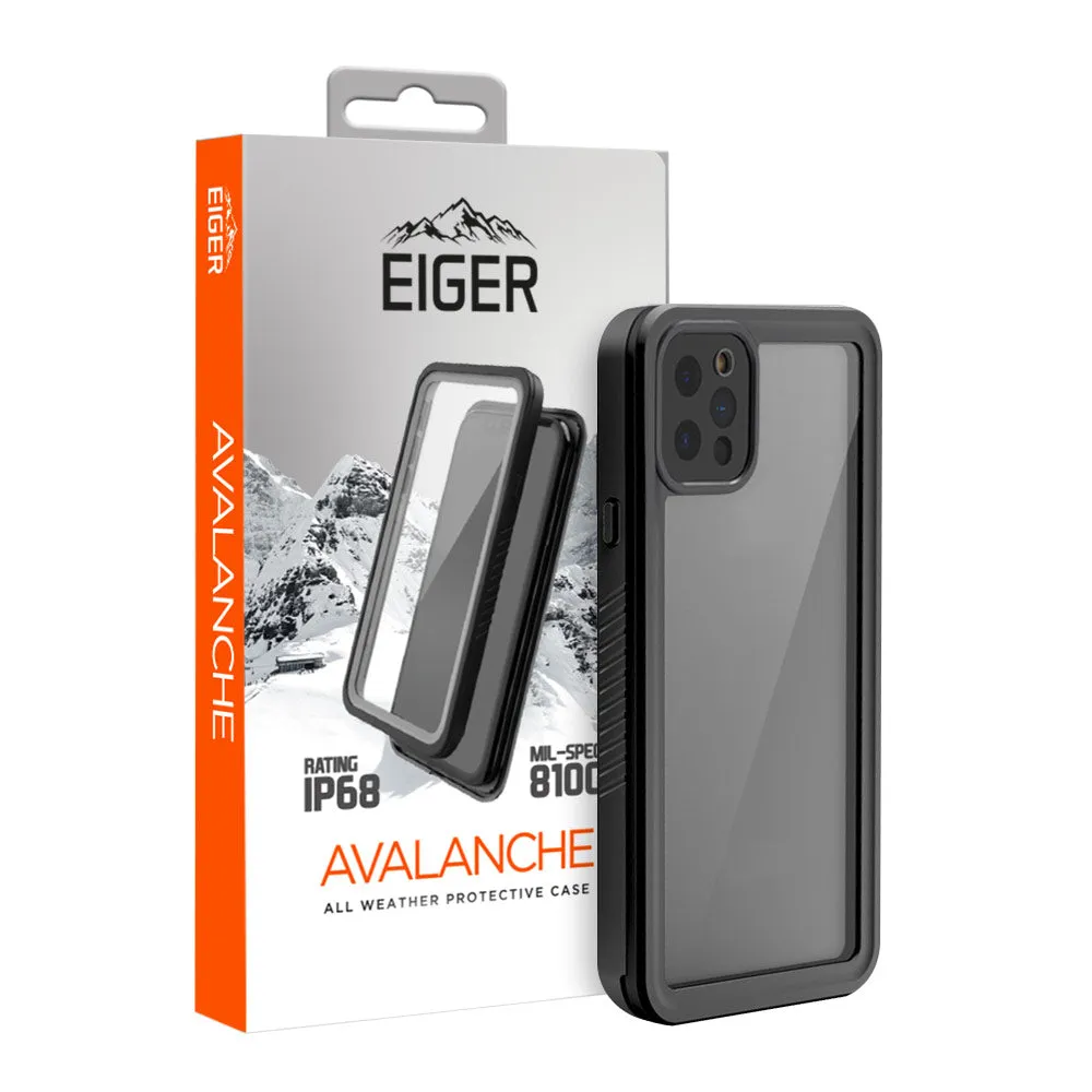 Eiger Avalanche Case & Screen Protector for Apple iPhone 12 Pro in Black Flexible Texture Impact Cushion