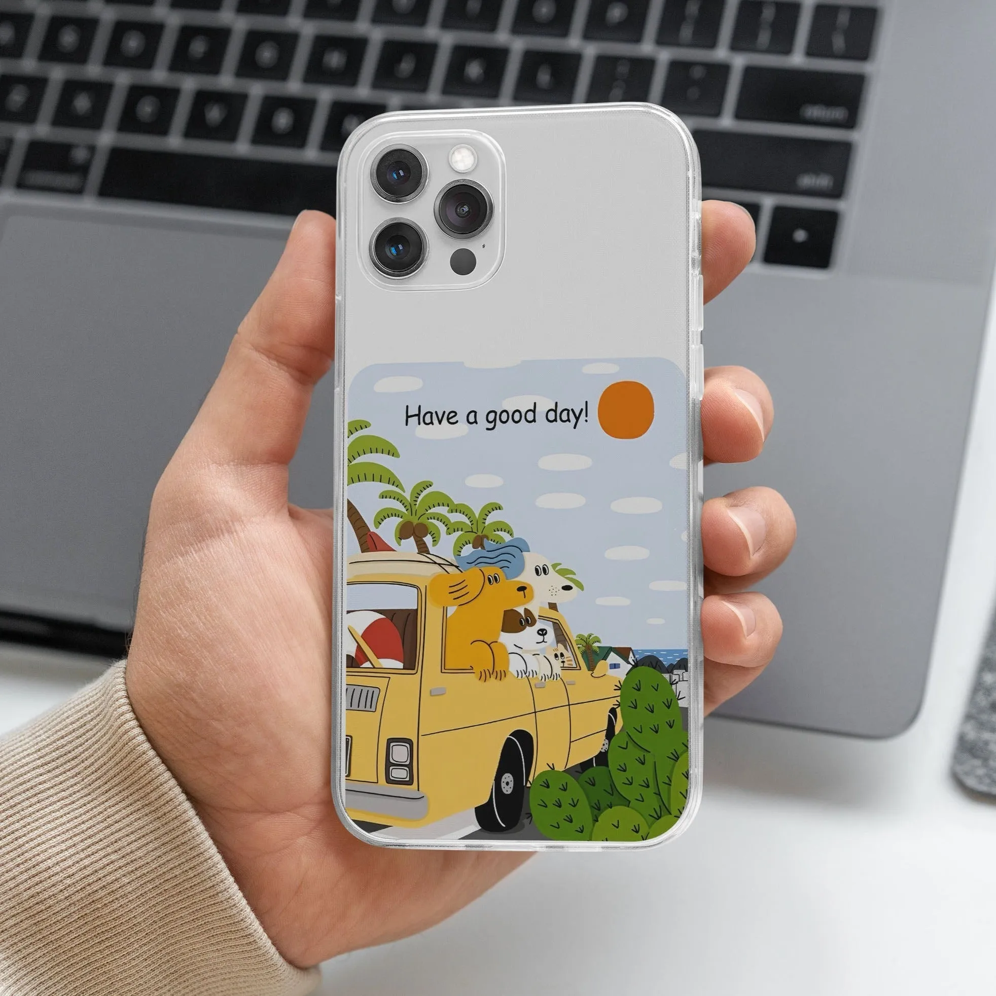 Have A Good Day Printed Silicone case Protective Pattern Texture Travel Essential