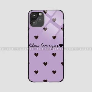 Glossy Protective Case With Purple Color And Black Heart Name Strong Corners Protective Form Texture