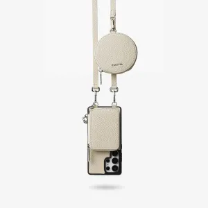 metal frame Lunar Silver Series- Samsung Galaxy Crossbody Case with Card Holder & Round Pouch