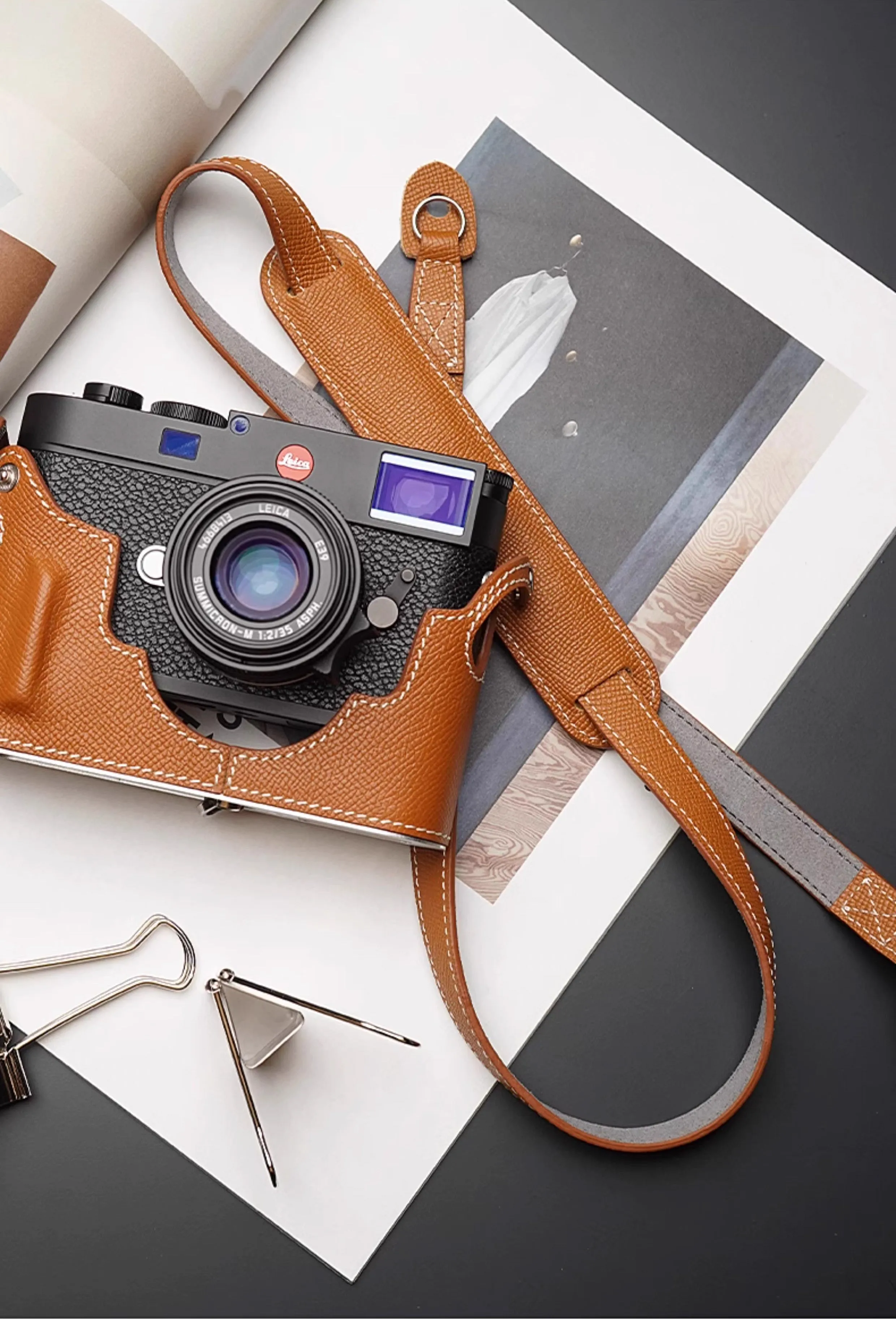 Tech Friendly Comfort-Fit Leather Camera Neck Strap ?C Non-Adjustable, Widened Design