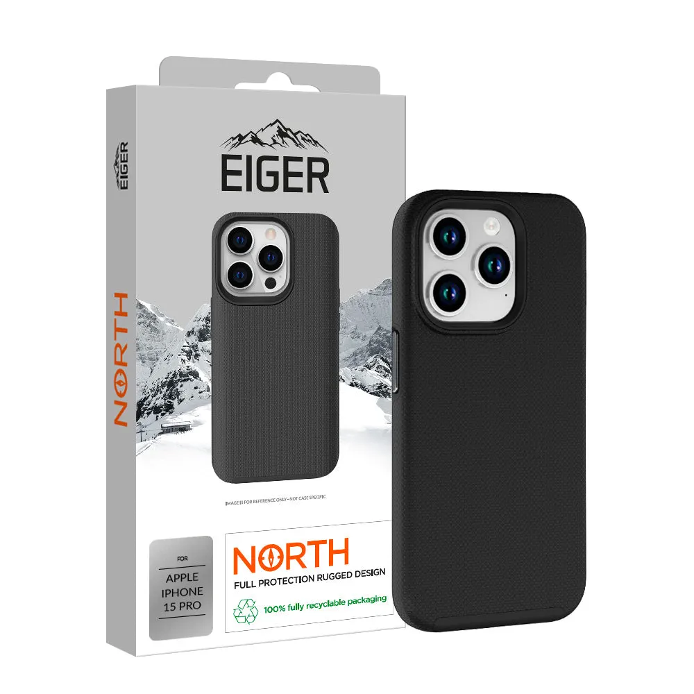 Shock Absorption Layer Eiger North Case for Apple iPhone 15 Pro in Black