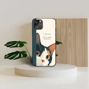 Luxury Look Fashion Texture Don't Touch My Phone Cat Printed Protective Case