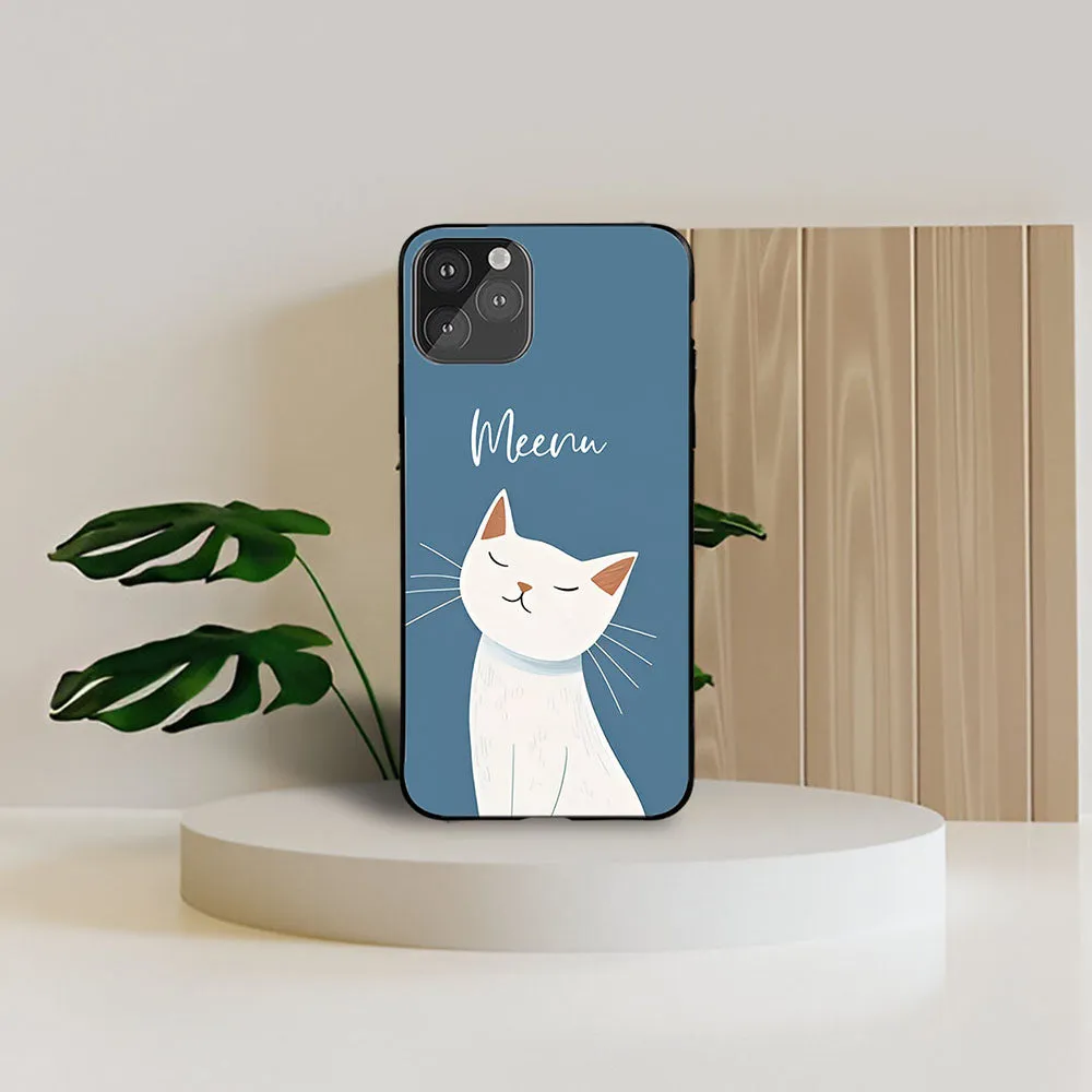 Stylish Grip Texture Slim Fitment Cute Cat Name Printed Protective Case