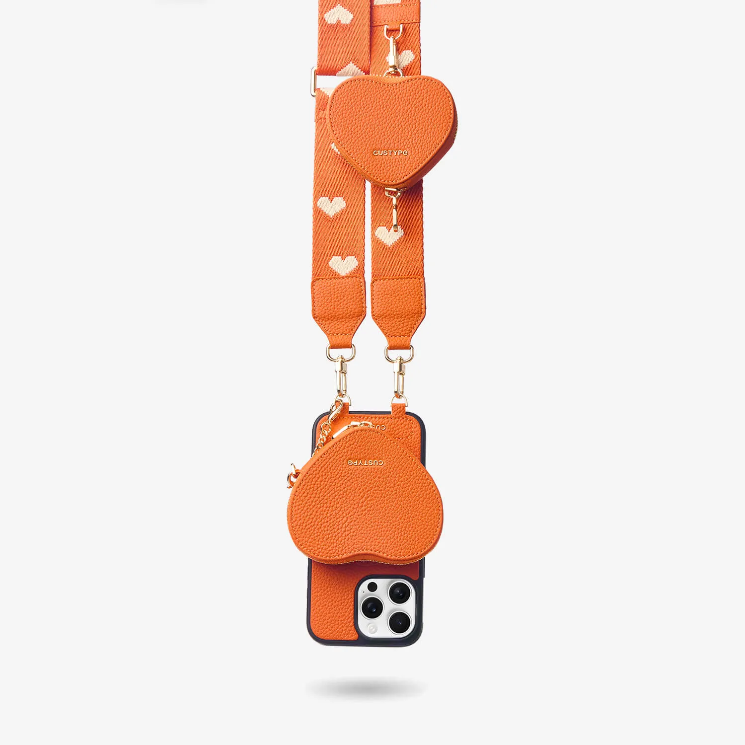 Hybrid Edge Smooth Texture Pattern Heart Airpod Kit- Sling iPhone Case with Magnetic Heart Pouch