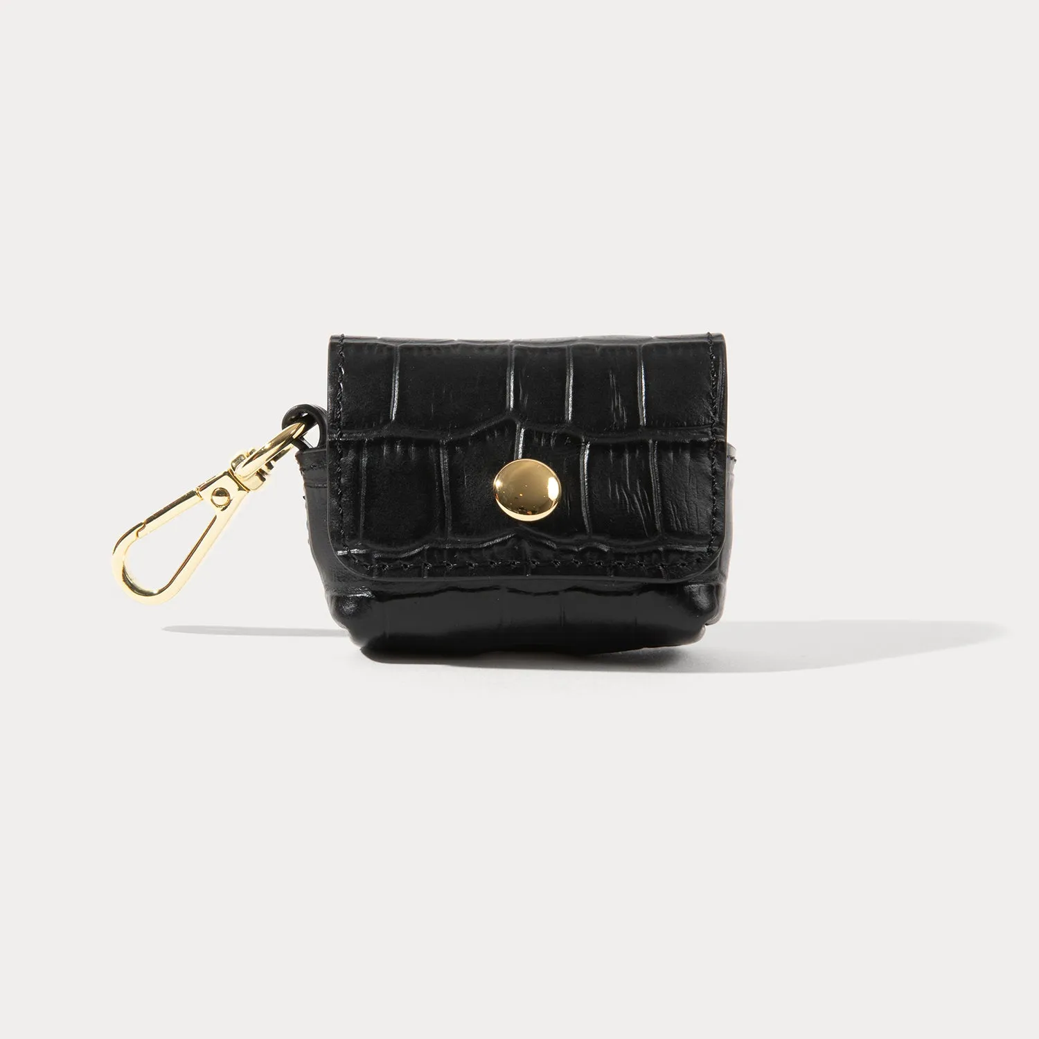 Avery AirPods Clip-On Pouch - Black Croc/Gold fashion wireless earphone case Compact Handy Strap